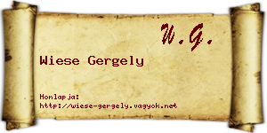 Wiese Gergely névjegykártya